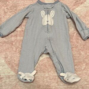 Carter's Blue and White Footies with Bunny Design